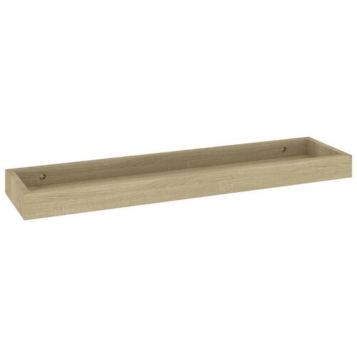 Væghylder med kanter 2 stk. 60x15x4 cm MDF egetræsfarvet