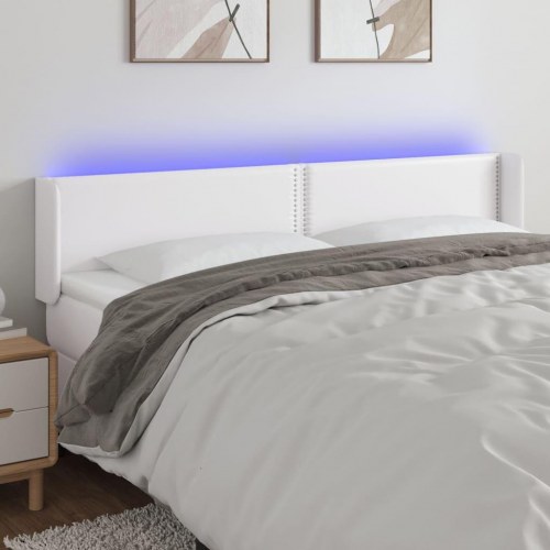 Sengegavl med LED-lys 203 x 16 x 78/88 cm - hvid