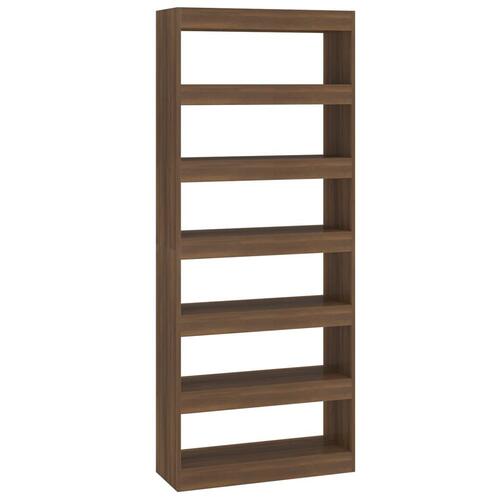 Bogreol/rumdeler 80x30x198 cm konstrueret træ brun eg