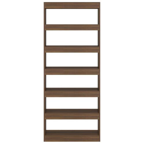 Bogreol/rumdeler 80x30x198 cm konstrueret træ brun eg