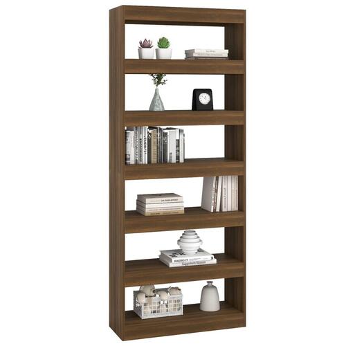 Bogreol/rumdeler 80x30x198 cm konstrueret træ brun eg