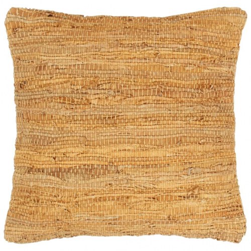 Puder 2 stk. chindi gyldenbrun 45 x 45 cm læder og bomuld