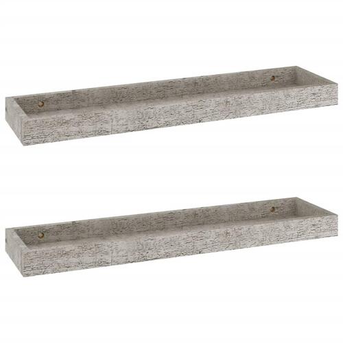 Væghylder med kanter 2 stk. 60x15x4 cm MDF betongrå