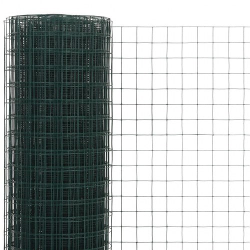 Hønsenet i galvaniseret stål med PVC-belægning 10 × 0,5 m - grøn