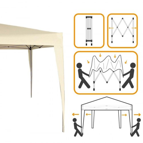 Aktive gazebo 300 x 240 x 300 cm - flødefarvet, stål/ plastik, foldbar