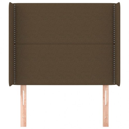 Sengegavl med kanter 83x16x118/128 cm stof mørkebrun