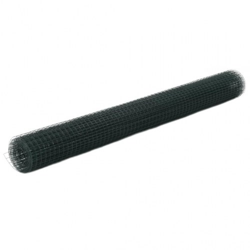 Hønsenet stål med PVC-belægning 10 × 1,5 m - grøn