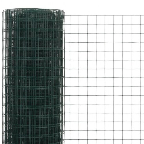 Hønsenet stål med PVC-belægning 10 × 1,5 m - grøn