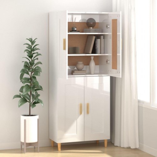 Skænk 69,5x34x90 cm konstrueret træ hvid højglans