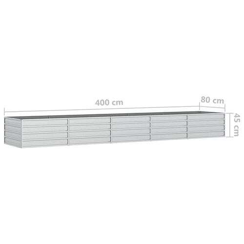 Højbed 400x80x45 cm galvaniseret stål sølvfarvet