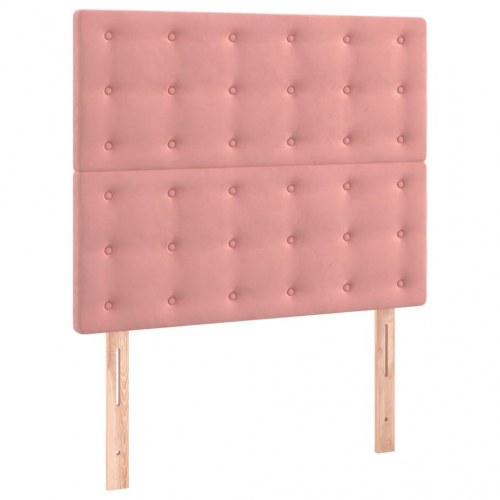 Sengeramme med sengegavl 80×200 cm - fløjl, lyserød
