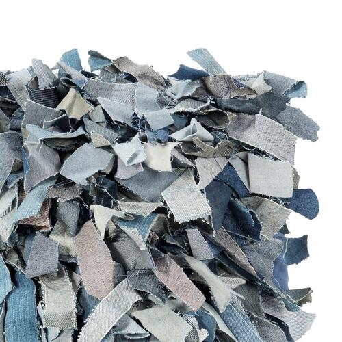 Pude denim pjusket blå 60 x 60 cm læder og bomuld