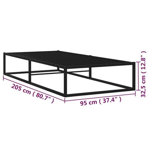 Sengestel 90x200 cm metal sort