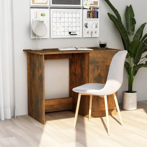 Skrivebord 100×50×76 cm i konstrueret træ - røget egetræsfarve