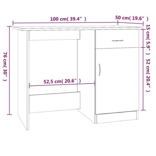 Skrivebord 100×50×76 cm i konstrueret træ - røget egetræsfarve