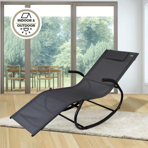Solstol Aktive - Ležalnik, 172 × 75 × 53 cm, sort