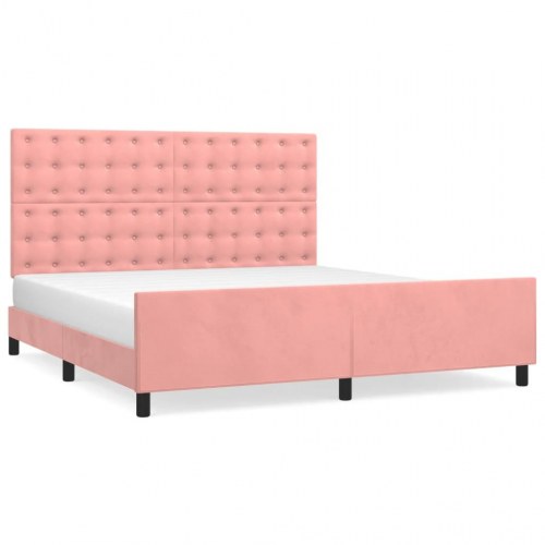 Sengeramme med sengegavl 160×200 cm - fløjl, pink