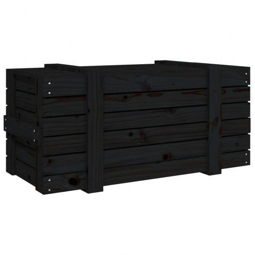Opbevaringskasse med låg 91 x 40,5 x 42 cm i massivt fyrretræ - sort