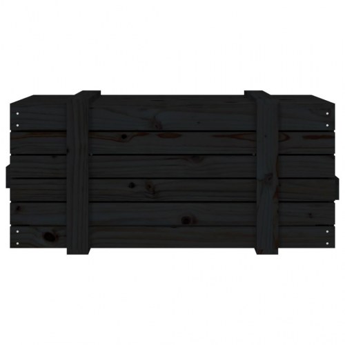 Opbevaringskasse med låg 91 x 40,5 x 42 cm i massivt fyrretræ - sort