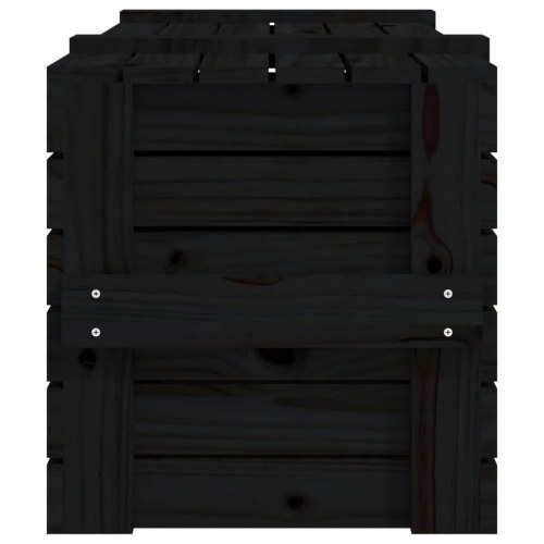 Opbevaringskasse med låg 91 x 40,5 x 42 cm i massivt fyrretræ - sort