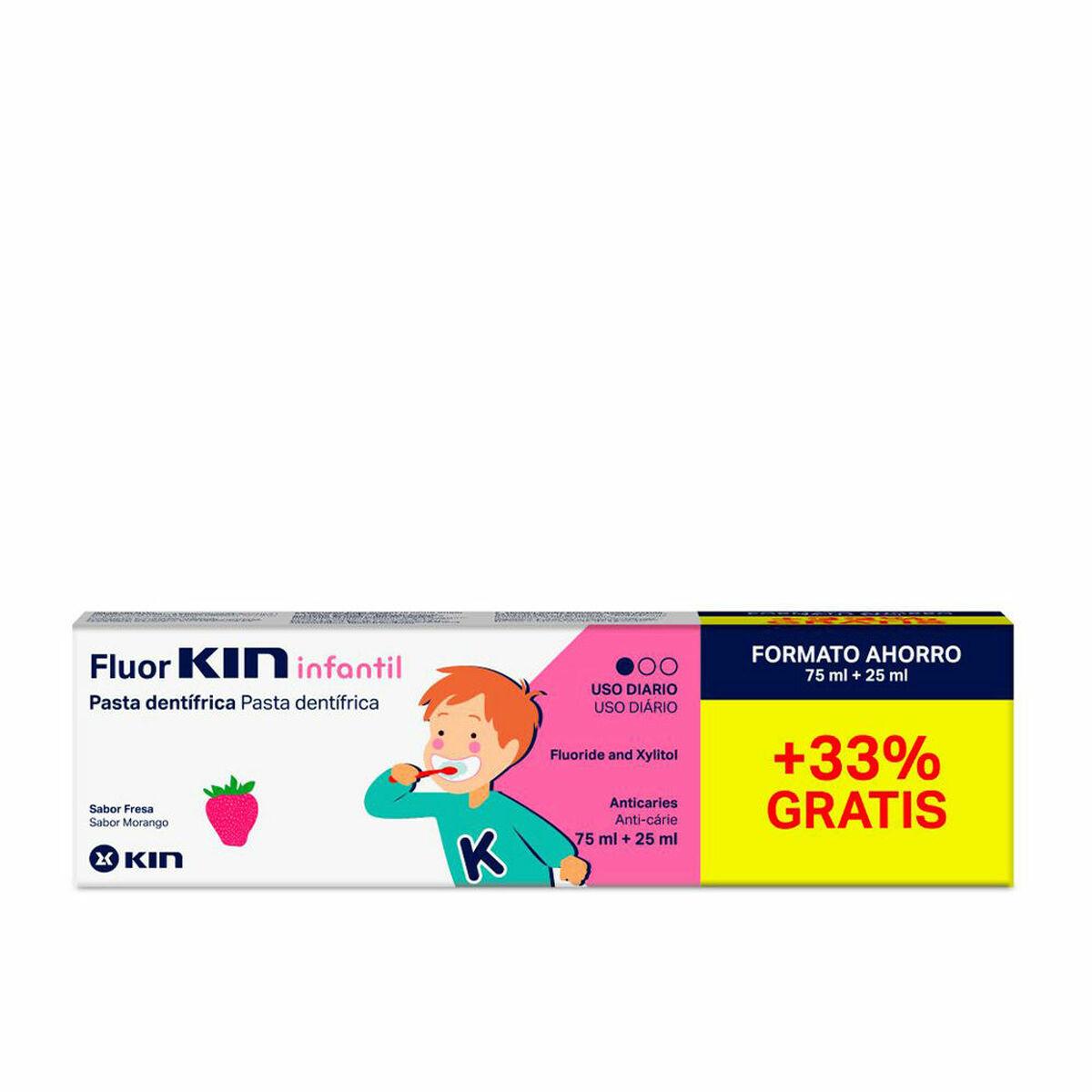 Tandpasta med fluor Kin Fluorkin Jordbær 25 ml