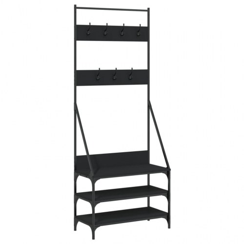 Tøjstativ med skoopbevaring 72x34x184 cm sort
