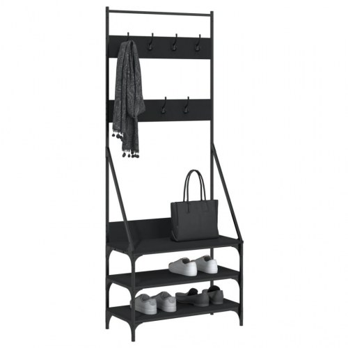 Tøjstativ med skoopbevaring 72x34x184 cm sort