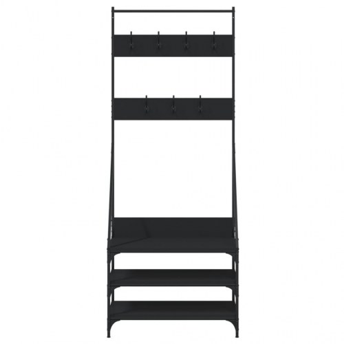 Tøjstativ med skoopbevaring 72x34x184 cm sort