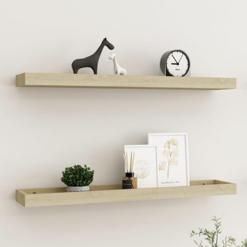 Svævehylder 2 stk. 80x15x4 cm MDF egetræsfarvet