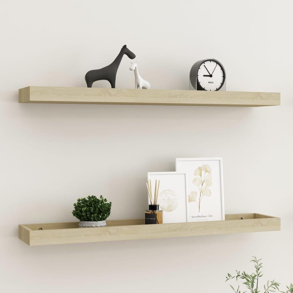 Svævehylder 2 stk. 80x15x4 cm MDF egetræsfarvet