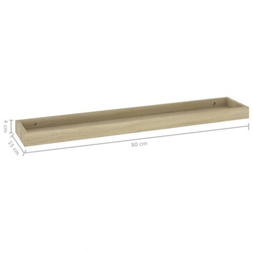 Svævehylder 2 stk. 80x15x4 cm MDF egetræsfarvet