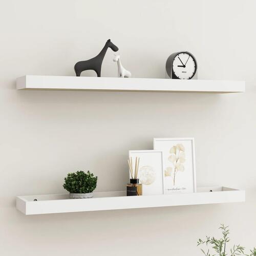 Svævehylder 2 stk. 80x15x4 cm MDF egetræsfarvet og hvid