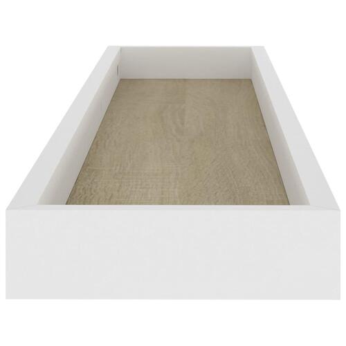 Svævehylder 2 stk. 80x15x4 cm MDF egetræsfarvet og hvid