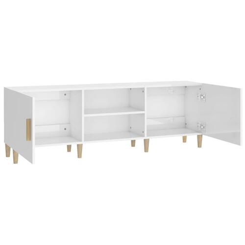 Tv-bord 150x30x50 cm konstrueret træ hvid højglans