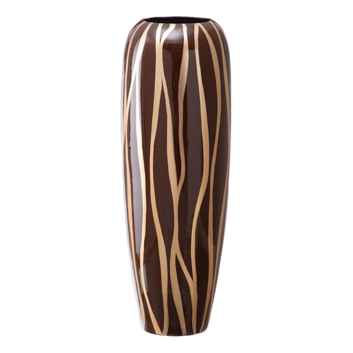 Vase 21 x 21 x 58,5 cm Zebra Keramik Gylden Brun