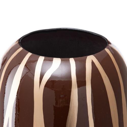 Vase 21 x 21 x 58,5 cm Zebra Keramik Gylden Brun
