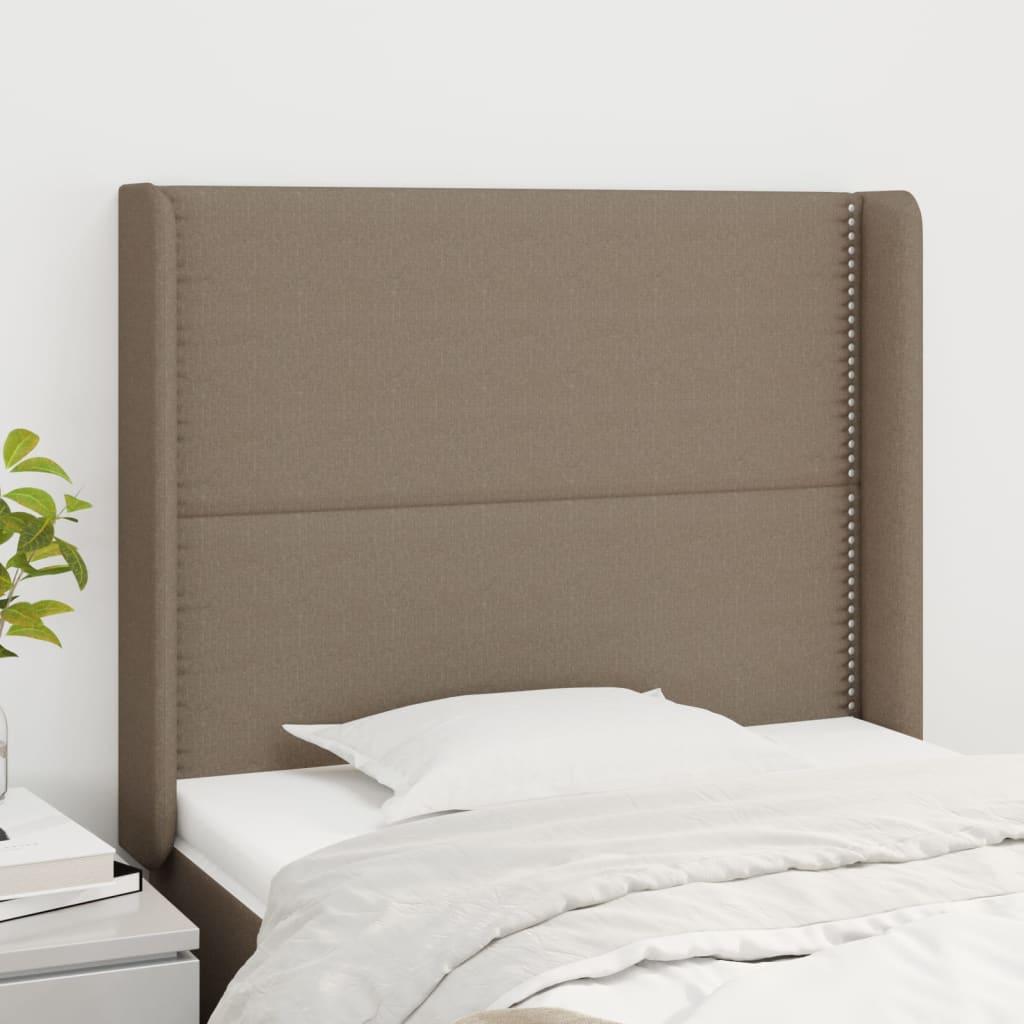 Sengegavl Med Kanter 83X16X78/128 Cm Stof Gråbrun - 93 x 16 x 118/128 cm