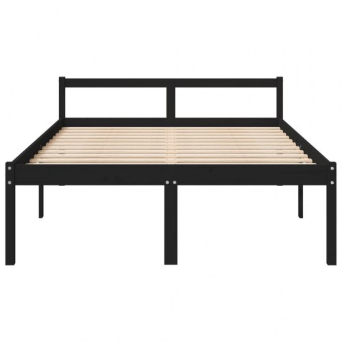 Seniorseng 140x200 cm massivt fyrretræ sort
