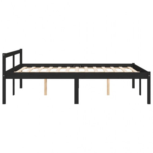 Seniorseng 140x200 cm massivt fyrretræ sort