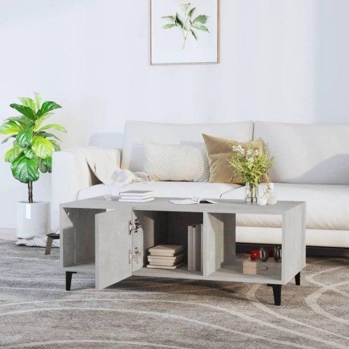 Sofabord med opbevaring 102x50x40 cm - konstrueret træ, betongrå