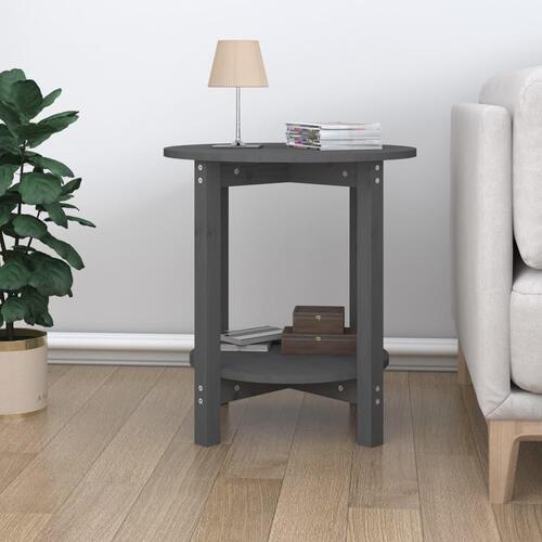 Sofabord Ø 55x60 cm massivt fyrretræ grå