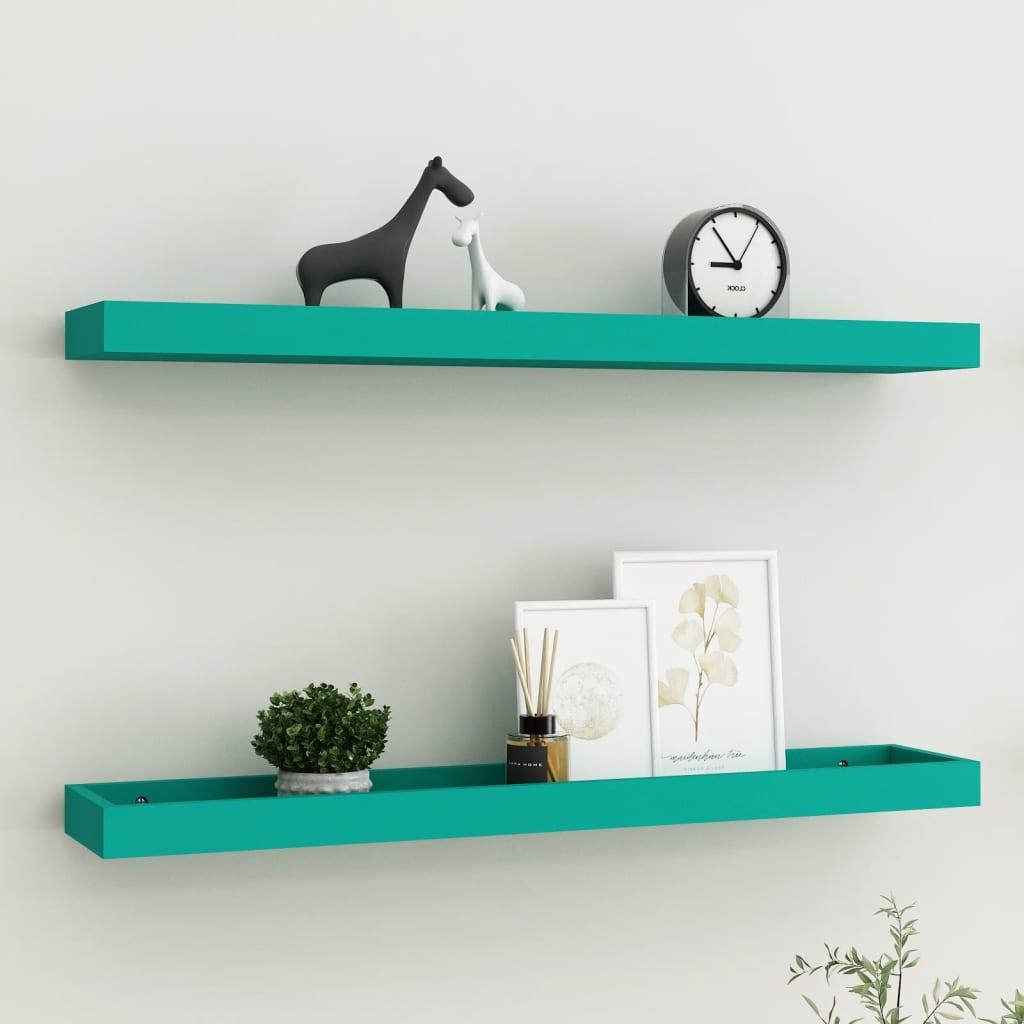 Svævehylder 2 stk. 80x15x4 cm MDF blå