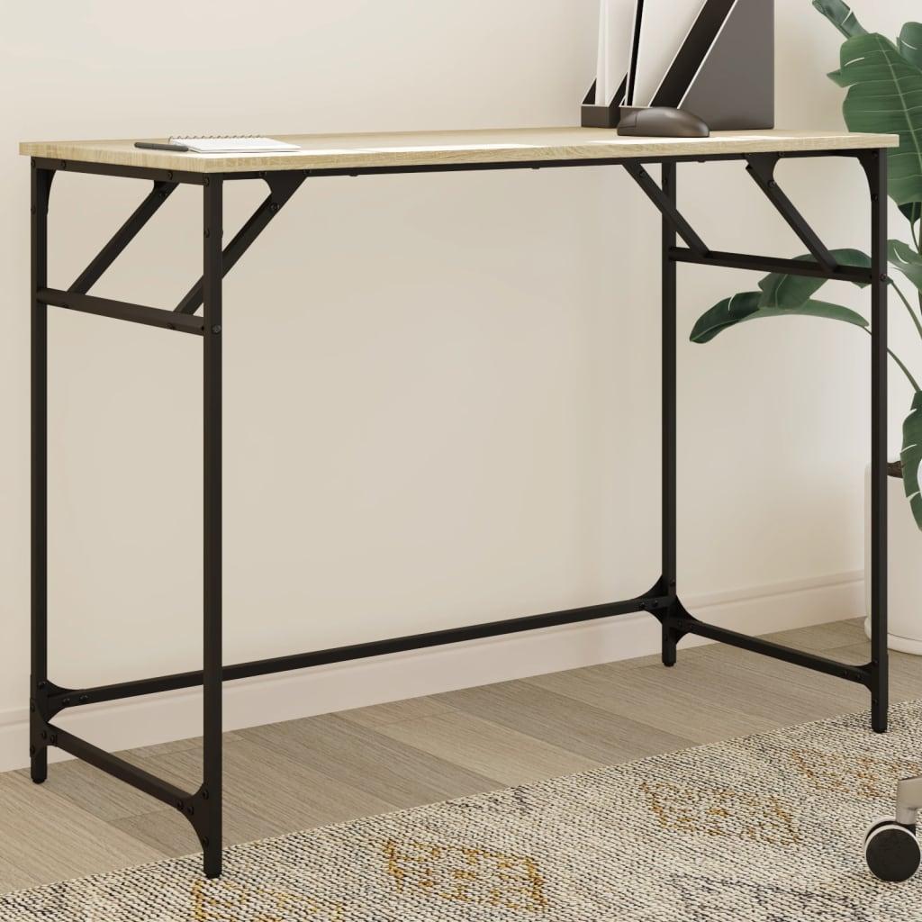 Skrivebord 100x45x76 Cm Konstrueret Træ Og Stål Sonoma Eg