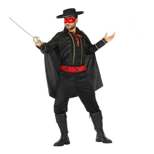 Kostume til voksne Maskeret ridder Sort Superhelt (4 Dele) (4 stk) XS/S