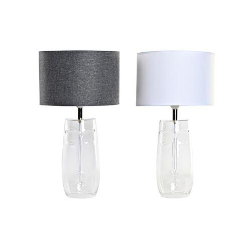 Bordlampe Krystal Gennemsigtig Hvid Lysegrå 30 x 30 x 54 cm (2 enheder)
