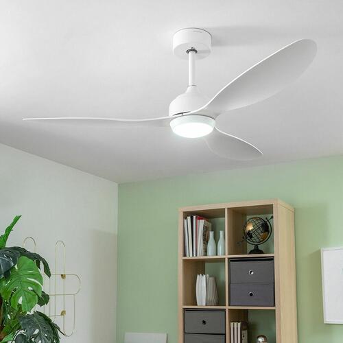 Loftsventilator med LED-lys og 3 ABS-vinger Flaled Hvid 36 W 52" Ø132 cm