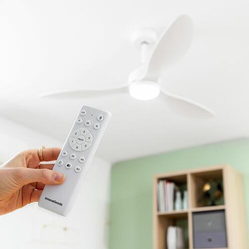 Loftsventilator med LED-lys og 3 ABS-vinger Flaled Hvid 36 W 52" Ø132 cm