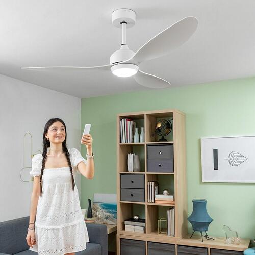 Loftsventilator med LED-lys og 3 ABS-vinger Flaled Hvid 36 W 52" Ø132 cm