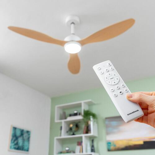 Loftsventilator med LED-lys og 3 ABS-vinger Wuled Træ 36 W 52" Ø132 cm