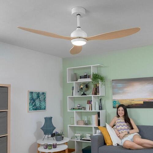 Loftsventilator med LED-lys og 3 ABS-vinger Wuled Træ 36 W 52" Ø132 cm